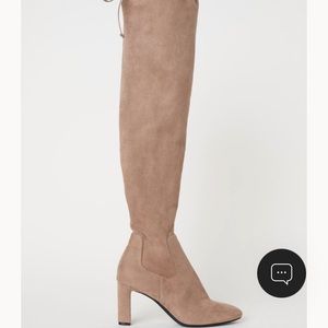 NWOT H&M suede Thigh high boots dark beige tan 8.5